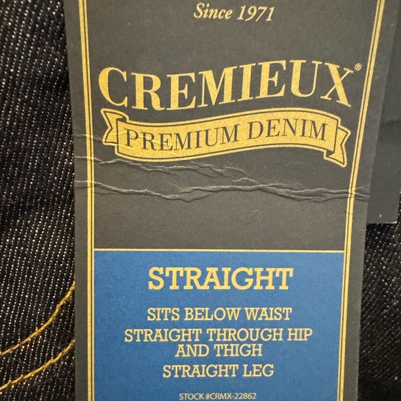 NWT MENS CREMIEUX PREMIUM DARK DENIM STRAIGHT LEG JEANS. - Picture 5 of 8